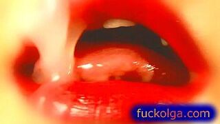 Extreme closeup on cumshots in mouth and lips - porn video