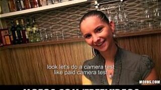 Stunning Czech bartender is paid for a sex session at work - porn video
