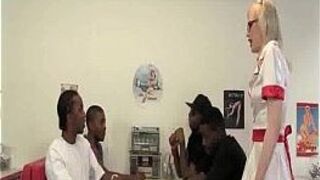 Blonde Service Four Black Guys - porn video