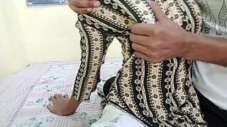 Brought the girl living in the Indian native village to the house and pressed her tits a lot and fucked her - porn video