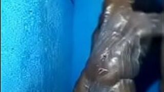 BATHING QND WASHING MY LONG BLACK COCK - porn video