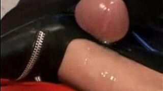 Desi Indian girl jerking her friend Manjeet until he cums hard on her legs - porn video