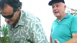 Horny brunette slut getting double cock fucked - porn video