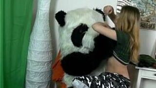 Girl sucks dick in the form of teddy bear - porn video