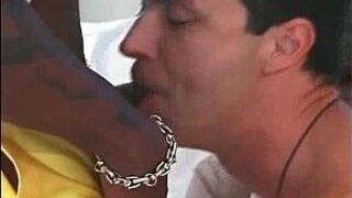 White gay taking three black dicks and hot sperm - porn video