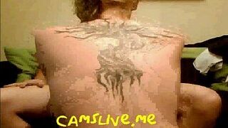 Tattoo girl fucks her boyfriend on webcam live - porn video